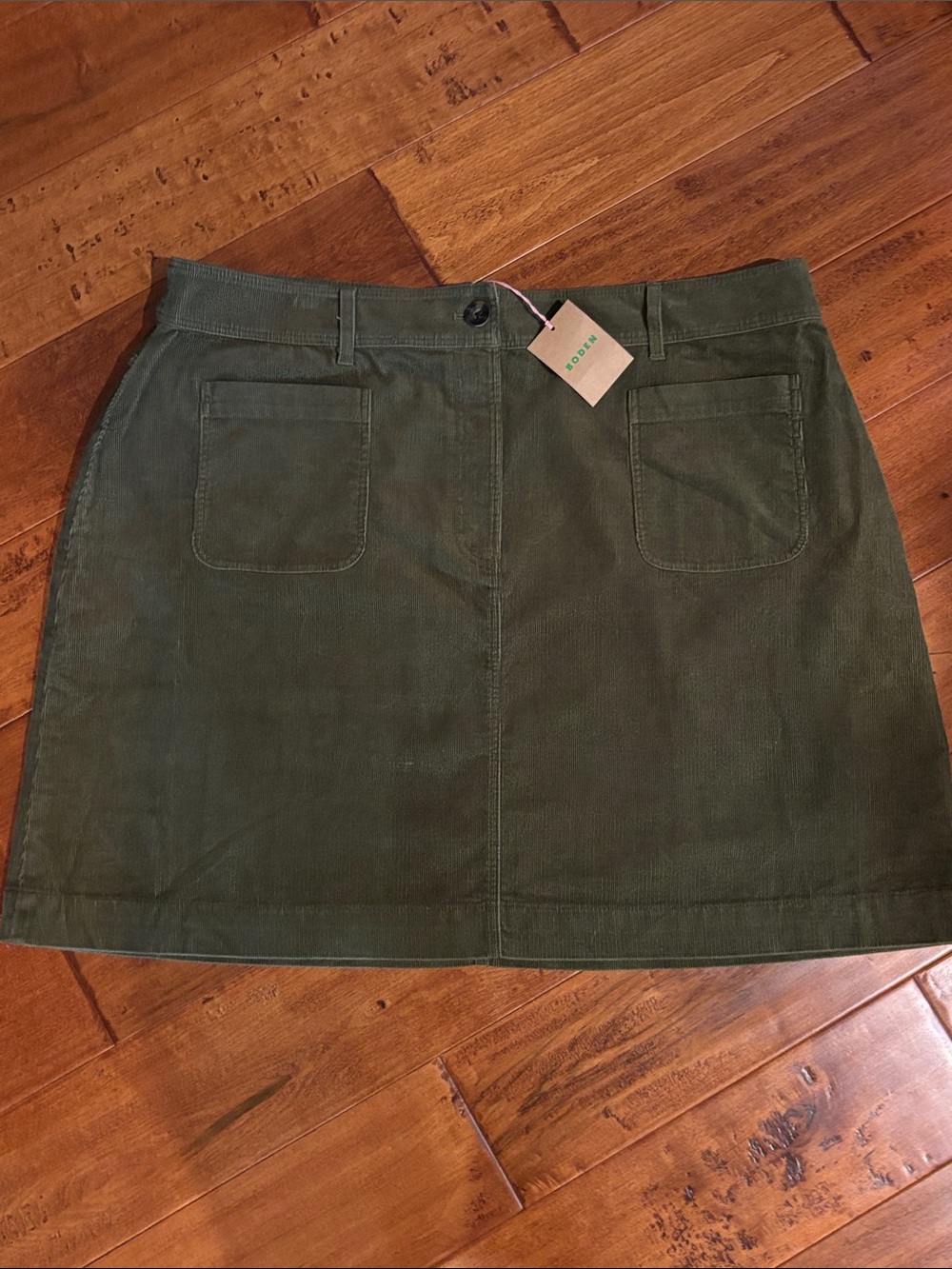 NWT Boden Olive Green Corduroy A-Line Mini Skirt Size 20-22L
